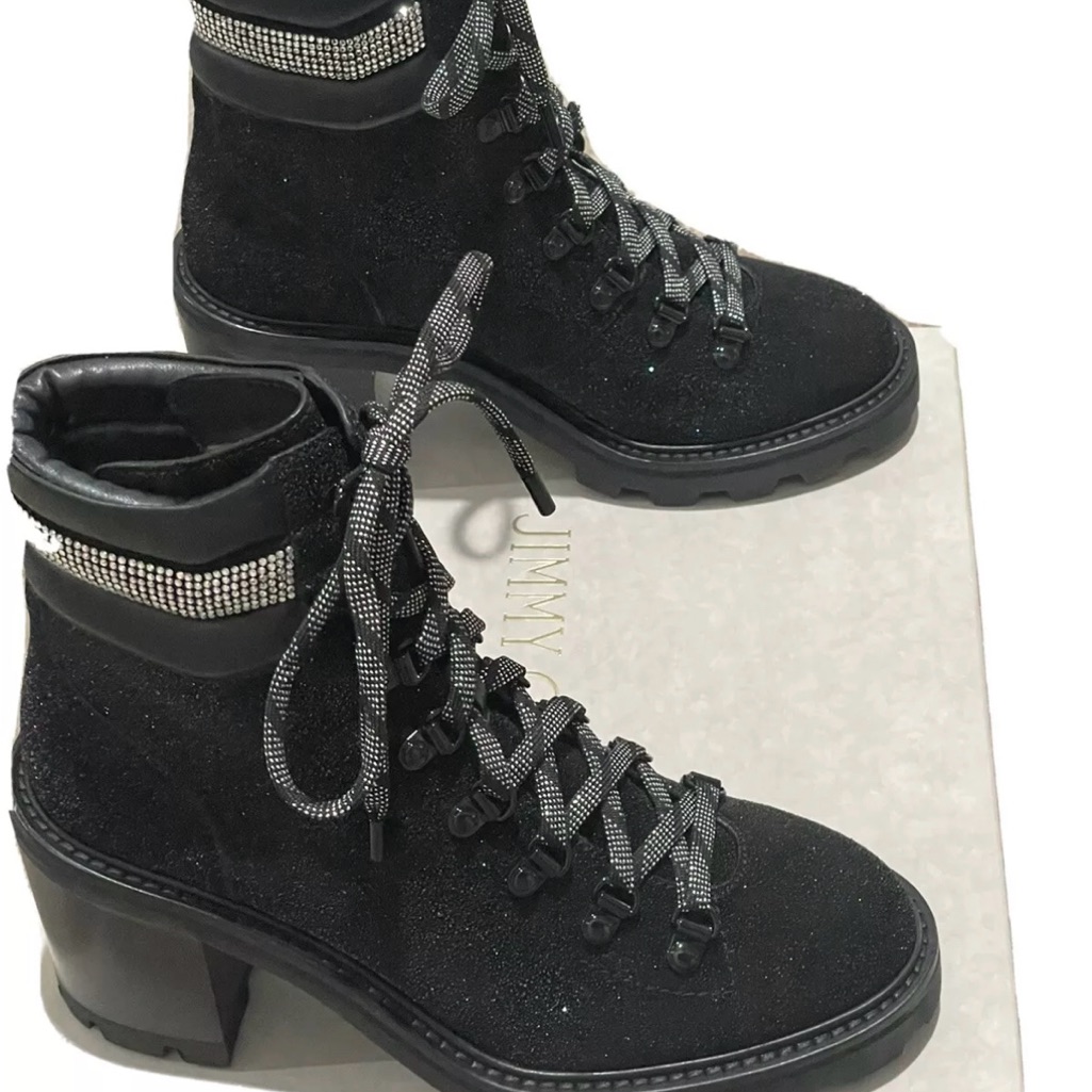 Brand New Jimmy Choo Eshe 65 Glitter Hiker Boot W Crystal Collar